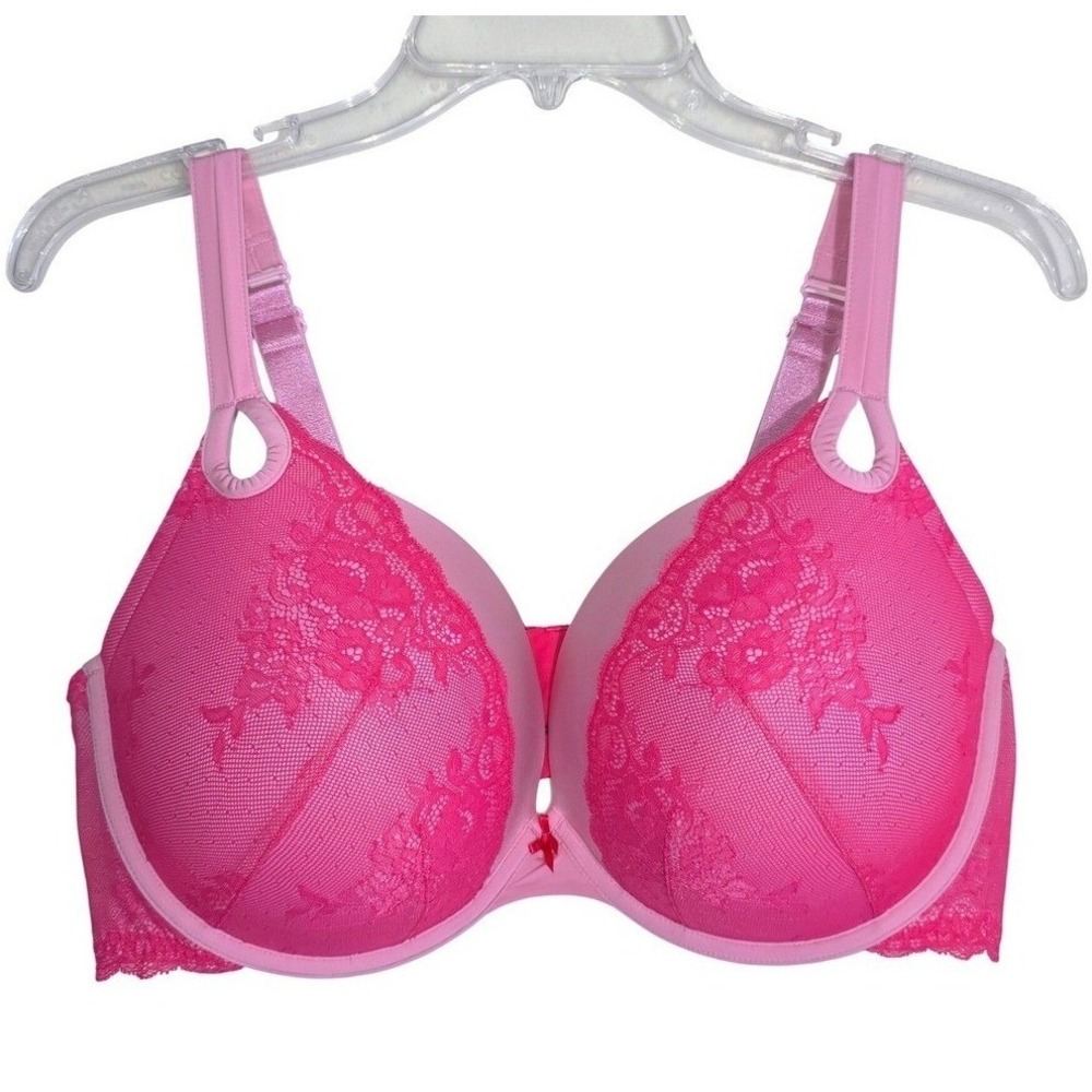 Torrid Push Up Plunge Bra Women 42DDD Pink Floral Lace Underwire Sexy  EUC
